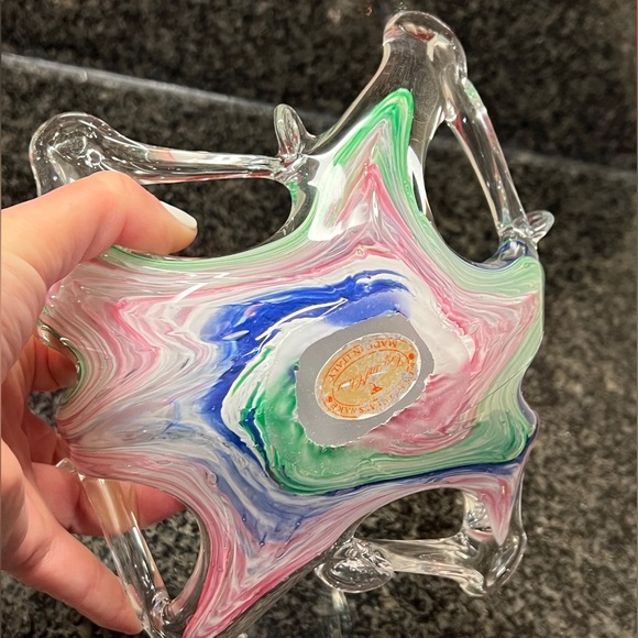 Murano Glass Hand Blown Basket Vase - Picture 6 of 10